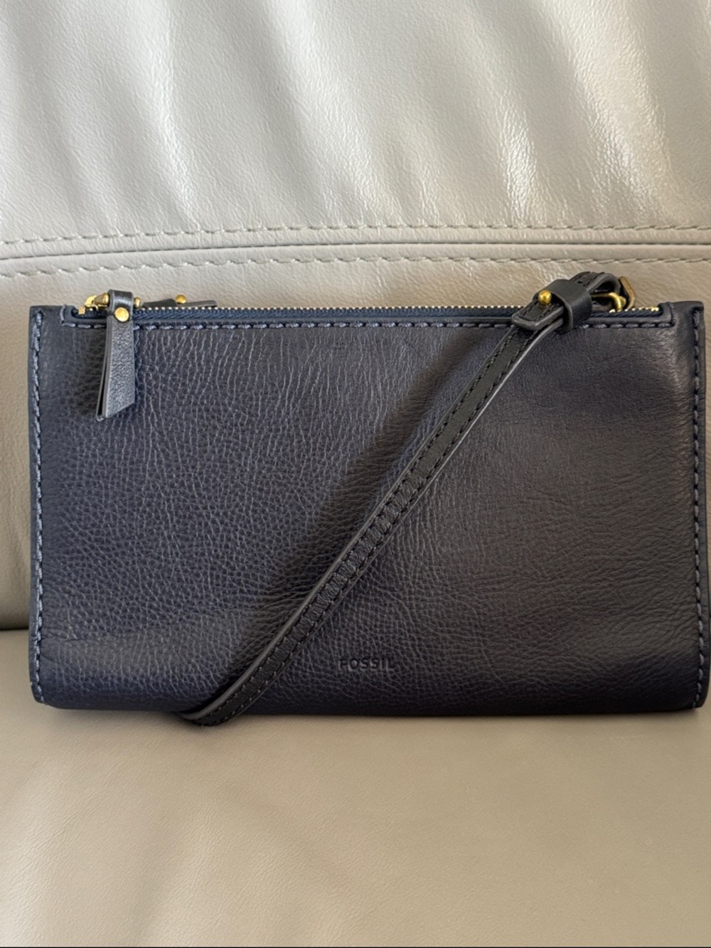 Fossil Navy Blue Leather Crossbody with wallet
